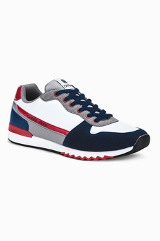 OMBRE, Pantofi sport cu detalii contrastante, Alb/Bleumarin/Rosu OMBRE, Pantofi sport cu detalii contrastante, Alb/Bleumarin/Rosu