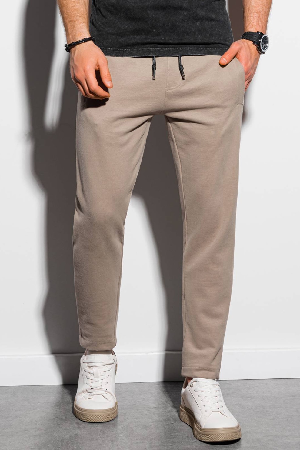 OMBRE, Pantaloni sport de bumbac, Cafeniu