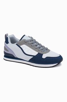 OMBRE, Pantofi sport cu insertii de piele intoarsa ecologica, Albastru/Gri OMBRE, Pantofi sport cu insertii de piele intoarsa ecologica, Albastru/Gri