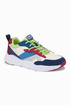 OMBRE, Pantofi sport de piele ecologica si material textil cu aspect colorblock, Bleumarin/Rosu inchis OMBRE, Pantofi sport de piele ecologica si material textil cu aspect colorblock, Bleumarin/Rosu inchis