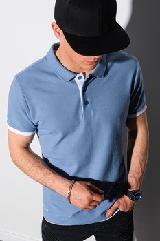 OMBRE, Tricou polo de bumbac cu material pique, Albastru lavanda OMBRE, Tricou polo de bumbac cu material pique, Albastru lavanda