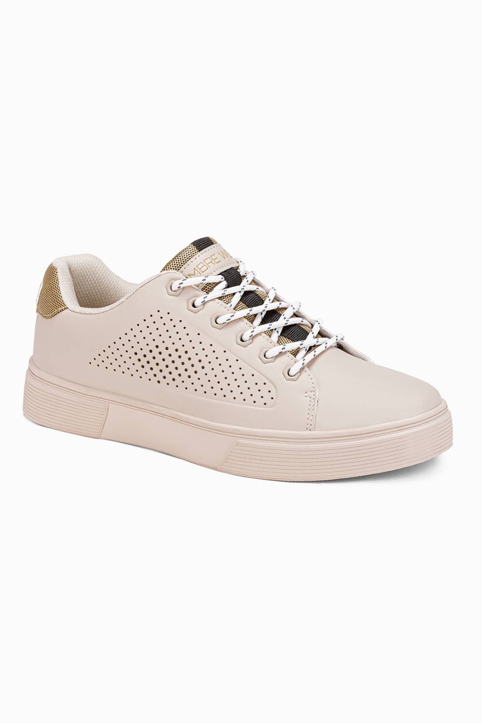 OMBRE, Pantofi sport de piele ecologica si material textil, Cafeniu