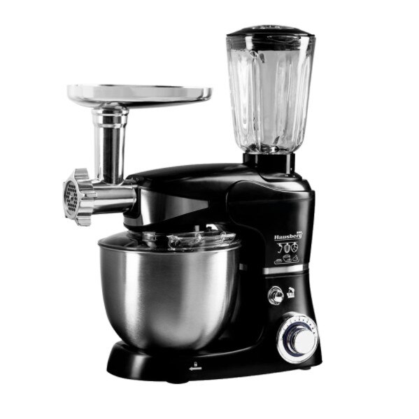 Robot Multifunctional All in One, 6 Trepte Viteza, Putere 1000 W, 5.7 Litri, 3 Cutite din Inox, Tehnologie Pulse, Modern, Culoare Negru