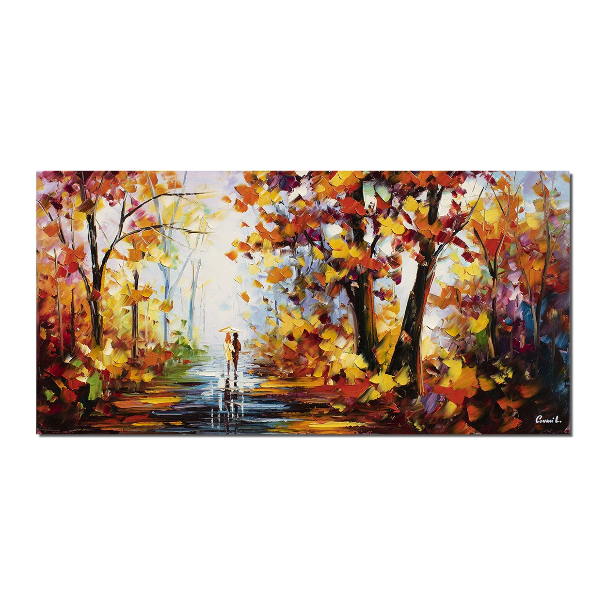 Tablou gigant pictat manual, Artnova - Impreuna pe aleea vietii (4) - 140x70cm pictura ulei pe panza in cutit efect 3D