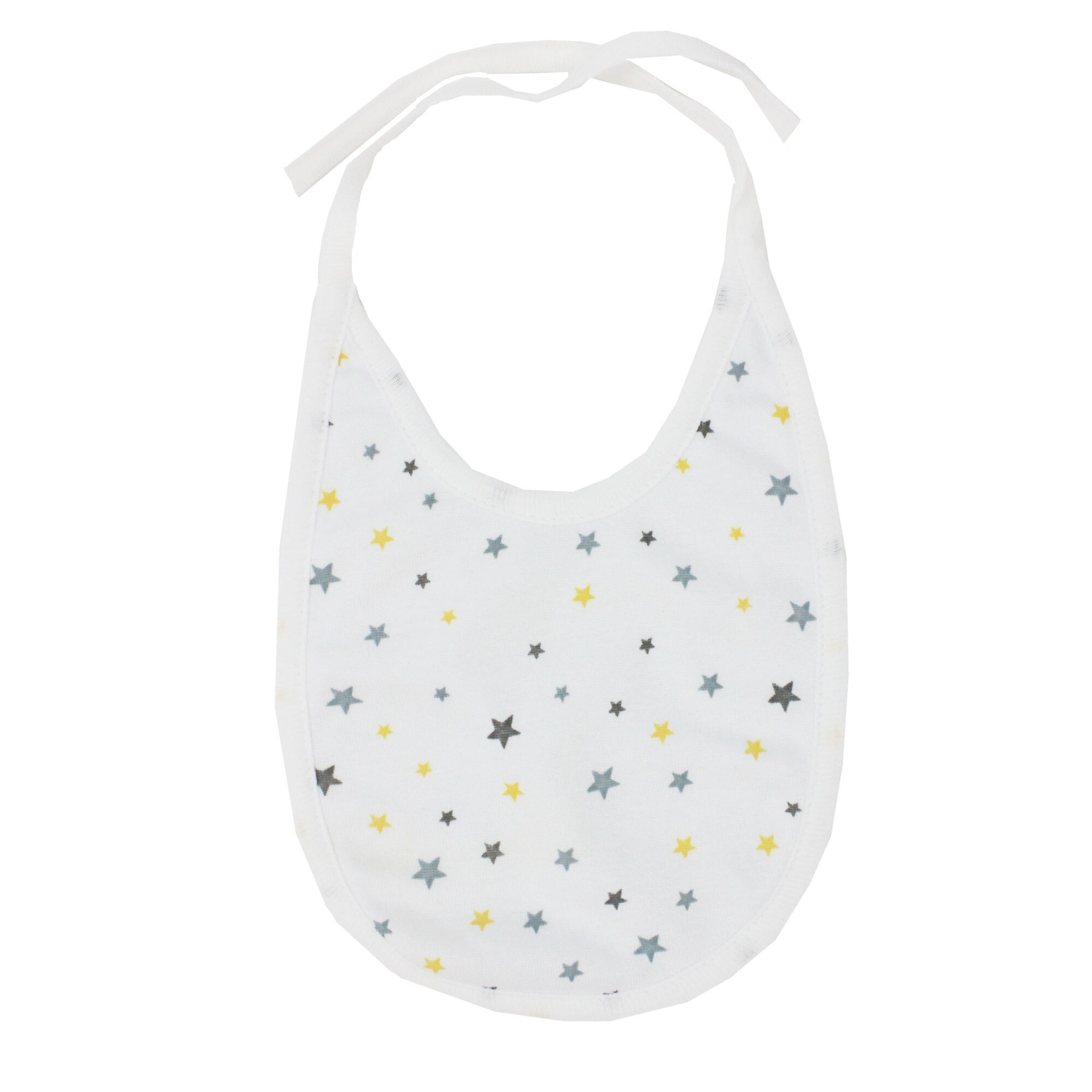 Baveta, alba cu stelute galbene, 0-6 luni