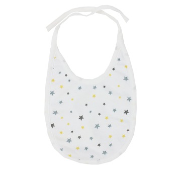 Baveta, alba cu stelute galbene, 0-6 luni Baveta, alba cu stelute galbene, 0-6 luni