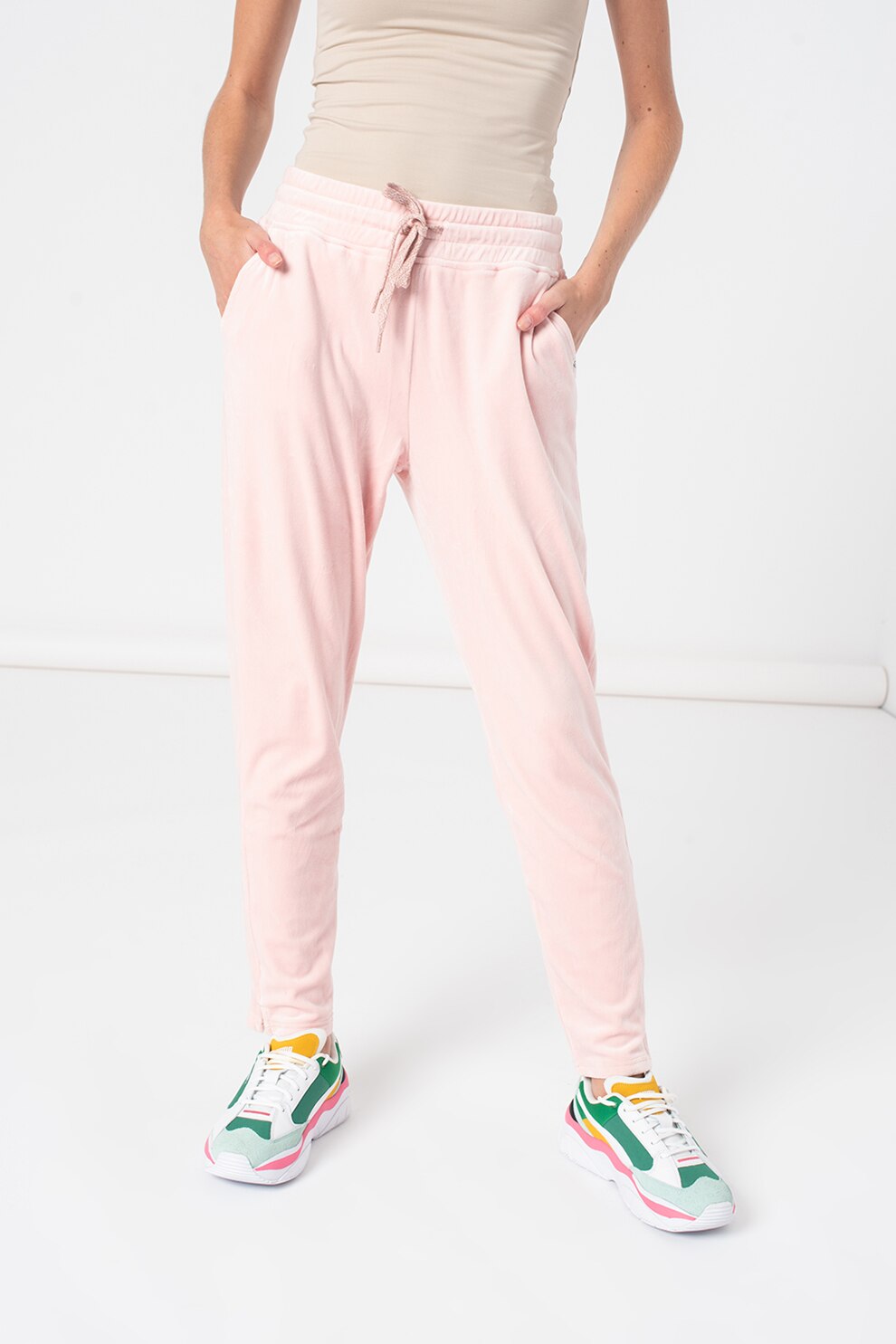 UGG, Pantaloni sport catifelati cu talie ajustabila Haydn, Roz