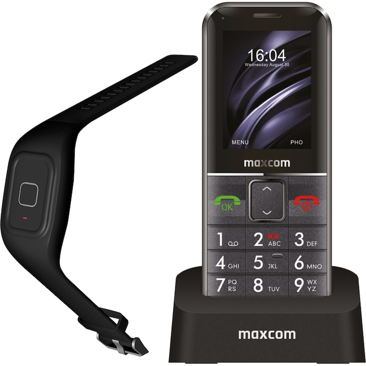 Мобилен телефон Maxcom MM735 Single SIM (GPS тракер)+ Гривна SOS IP67, Black