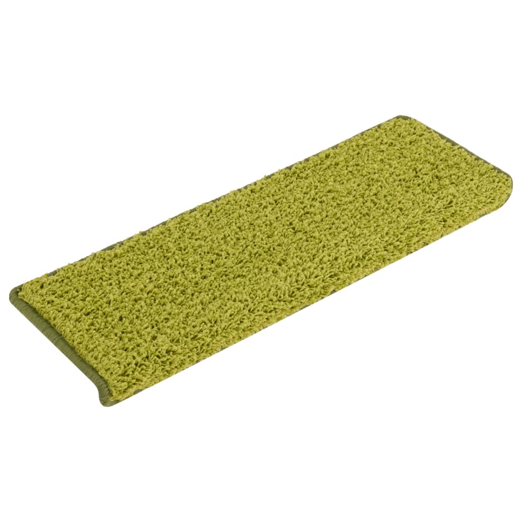Set de 15 covorase de scari, vidaXL, Polipropilena, 65 x 25 cm, 3,5 mm, 350 g/m², Verde deschis