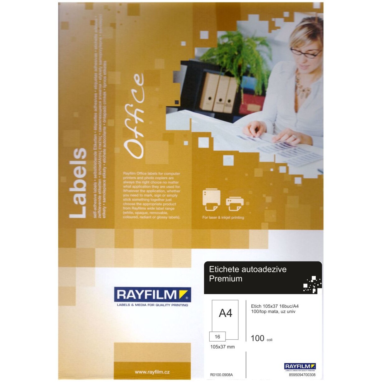 Etichete autoadezive A4 mat albastru 16buc/A4 105X37 100/top Rayfilm