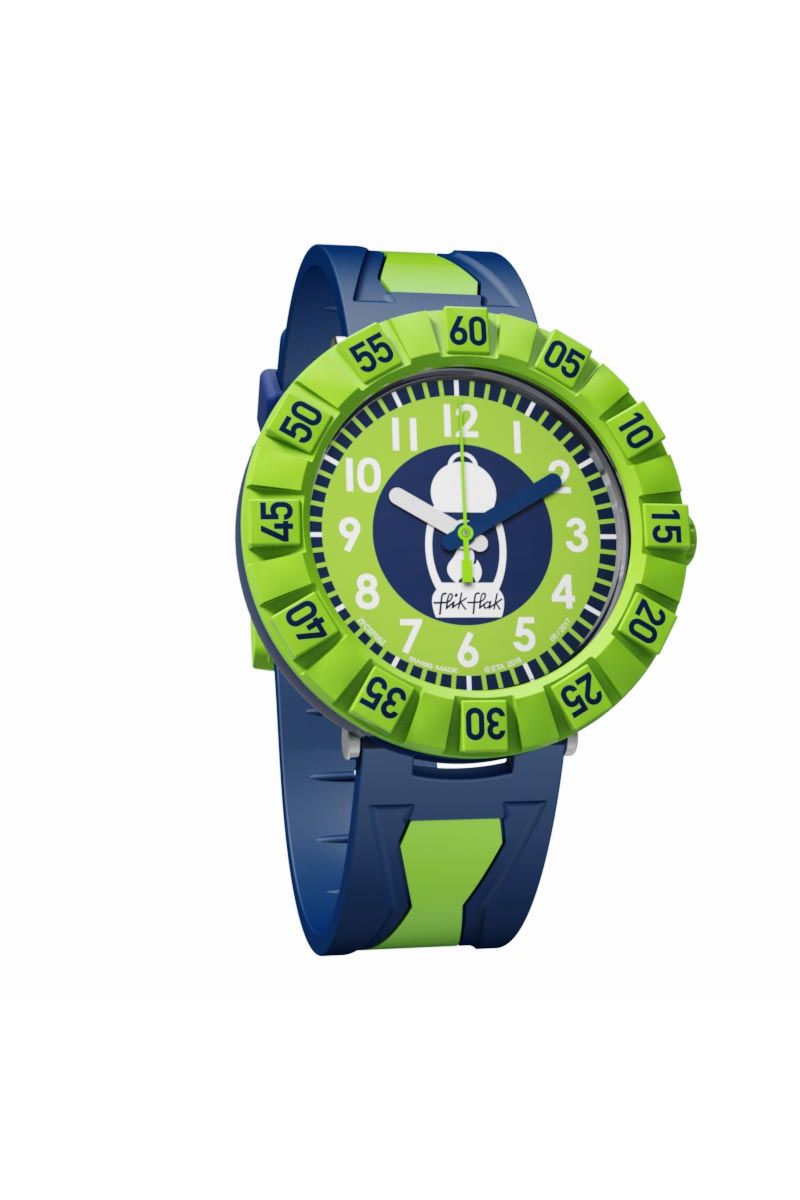Ceas pentru copii Flik Flack, FCSP062, Verde/Albastru