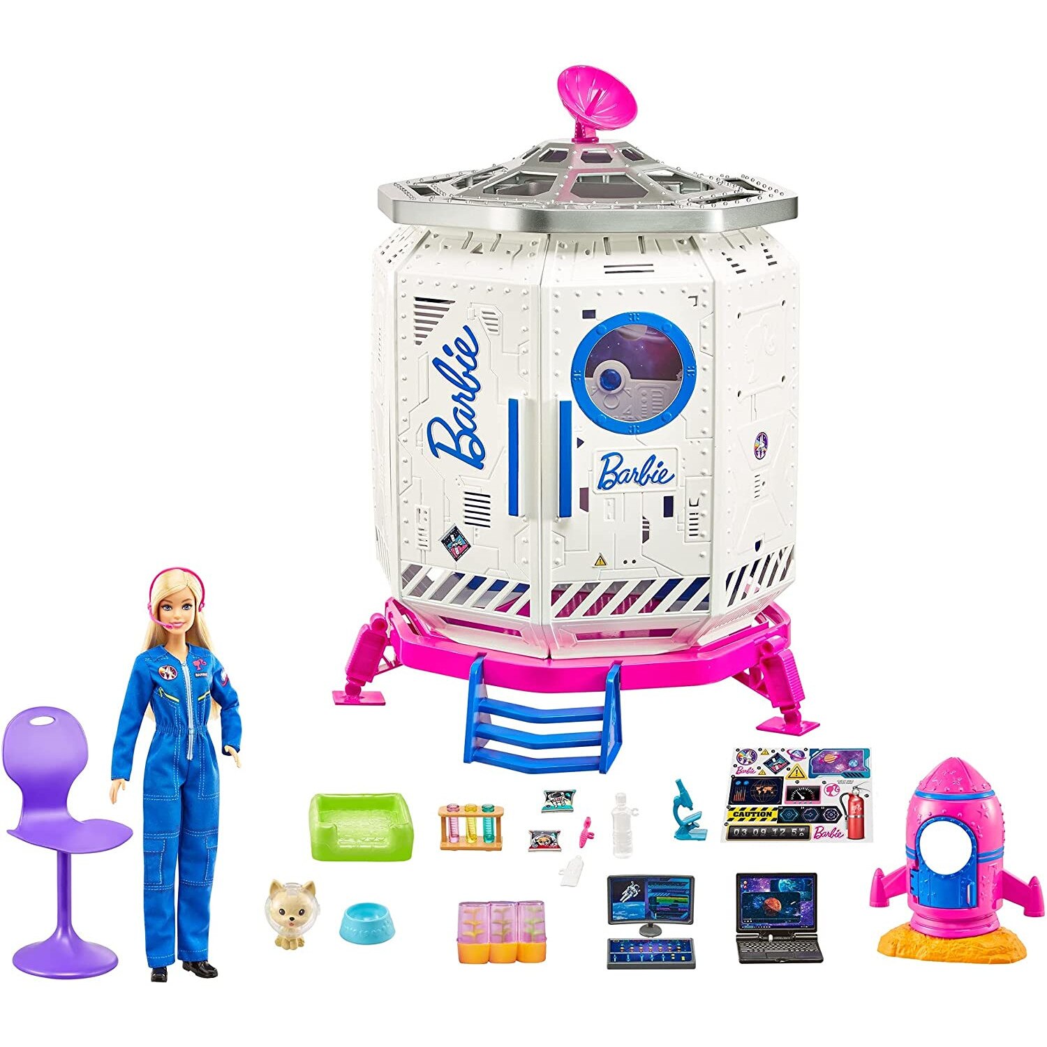 Set de joaca Barbie, statia de explorare spatiala cu papusa inclusa si accesorii, 3 ani