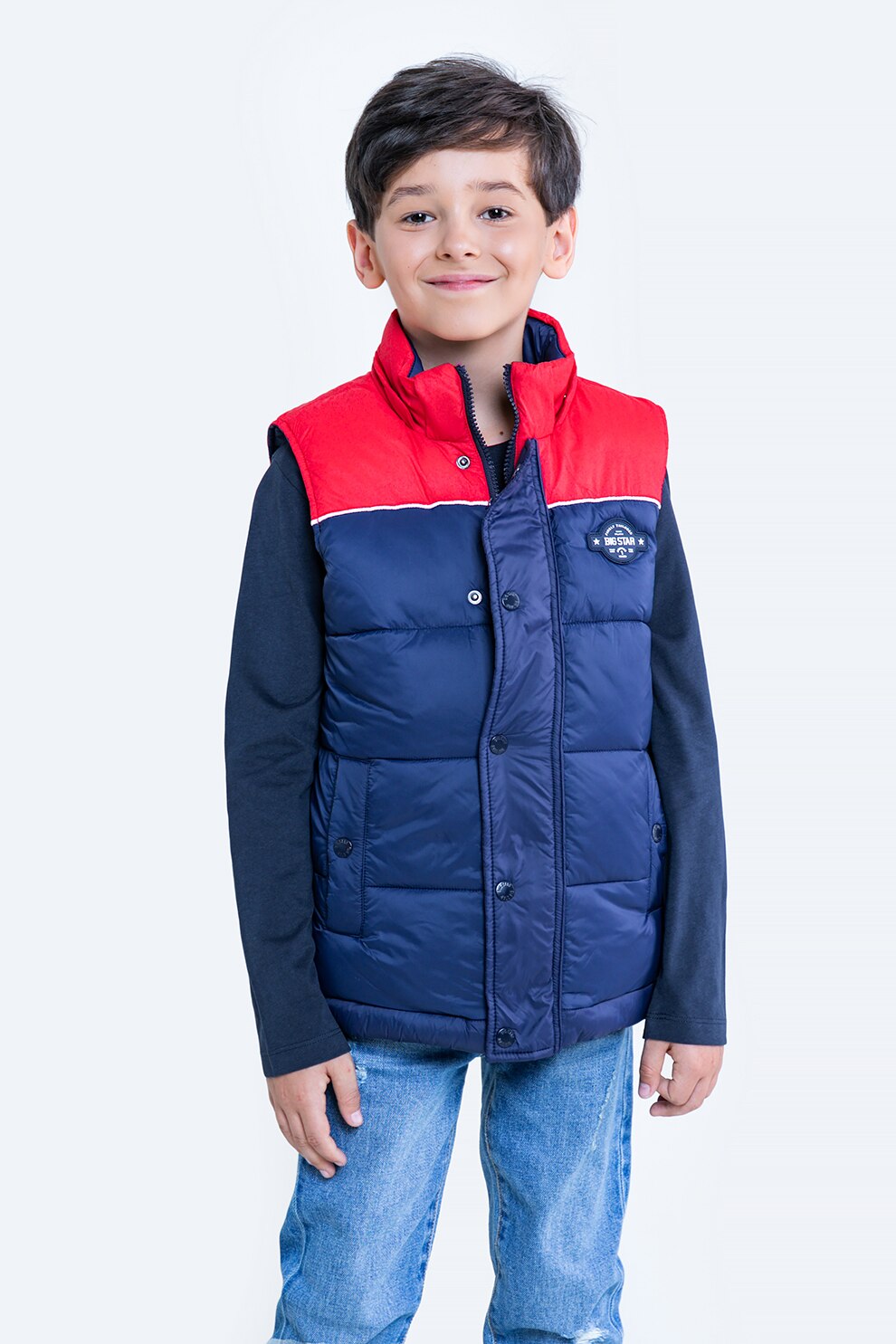 Big Star, Vesta cu vatelina si aspect matlasat, Bleumarin/Oranj mandarina