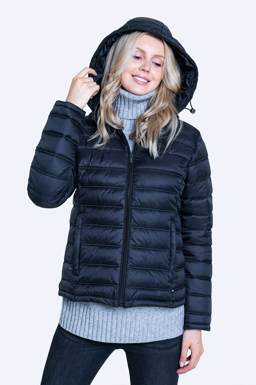 Big Star, Geaca cu vatelina, gluga si aspect matlasat, Bleumarin inchis