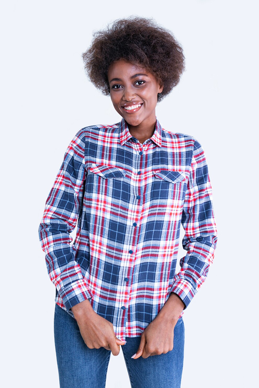 Big Star, Camasa cu model in carouri si buzunare pe piept, Bleumarin/Alb/Rosu