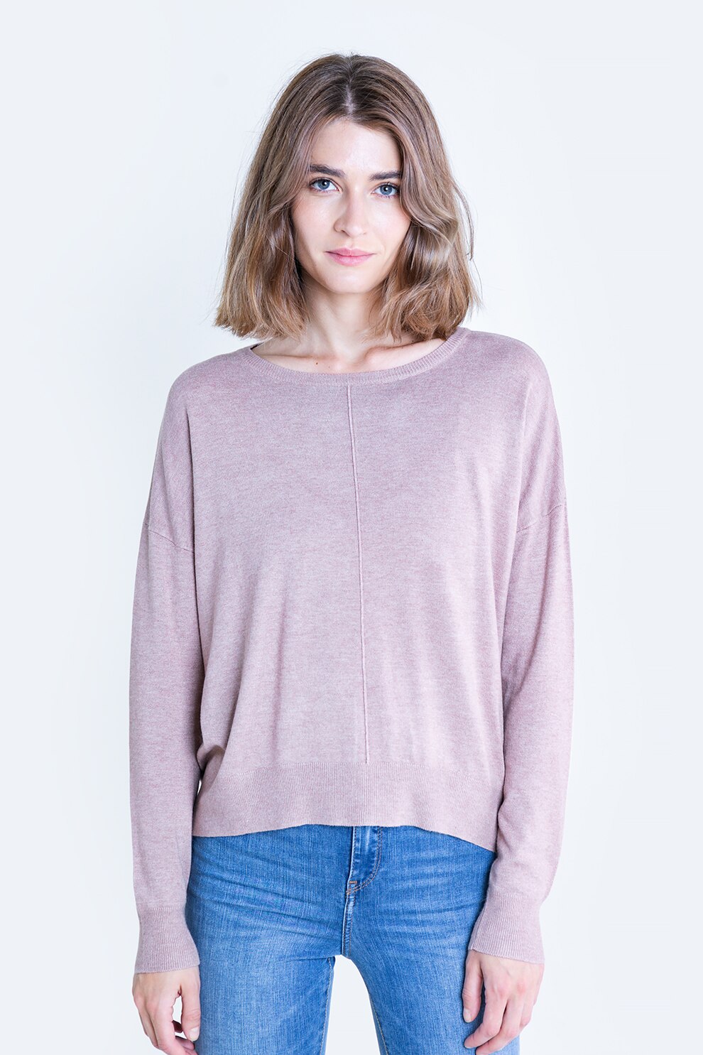 Big Star, Pulover lejer cu garnituri striate, Violet prafuit