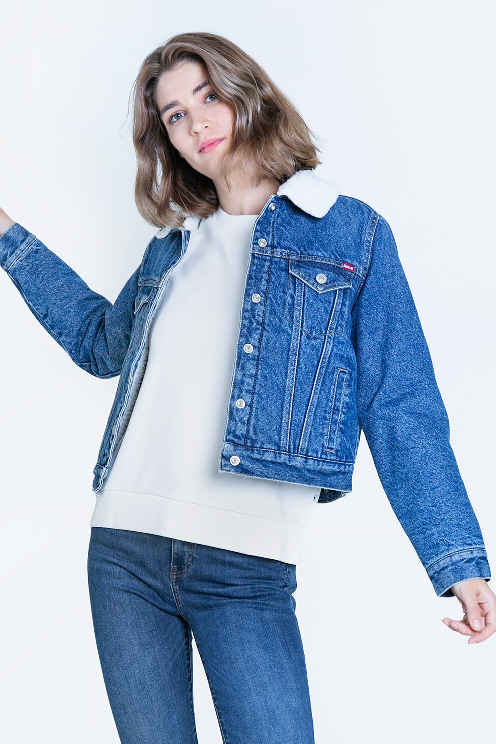 Big Star, Bluza sport de bumbac cu maneci raglan, Alb