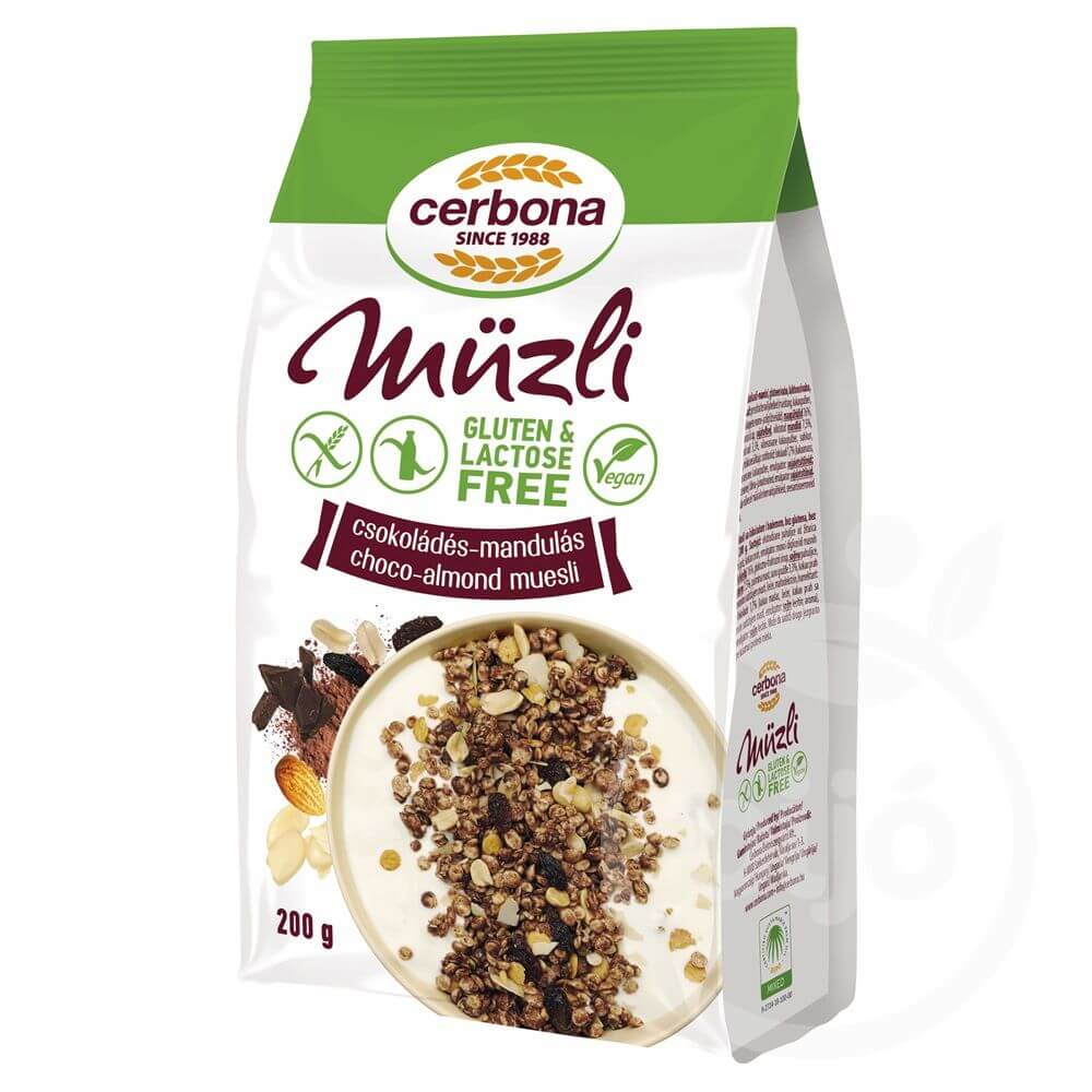 Musli Cerbona, Ciocolata si Migdale, Fara Gluten, Fara Lactoza, 200 g