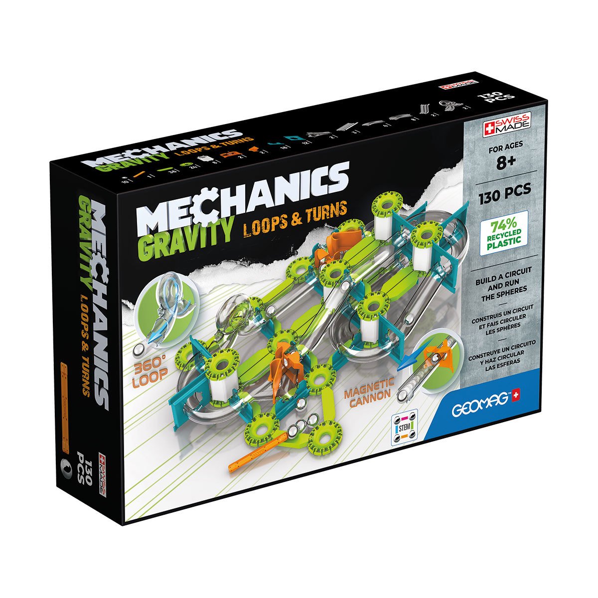 Set de constructie Geomag Mechanics Gravity Re Loops &Turns 130 de Piese