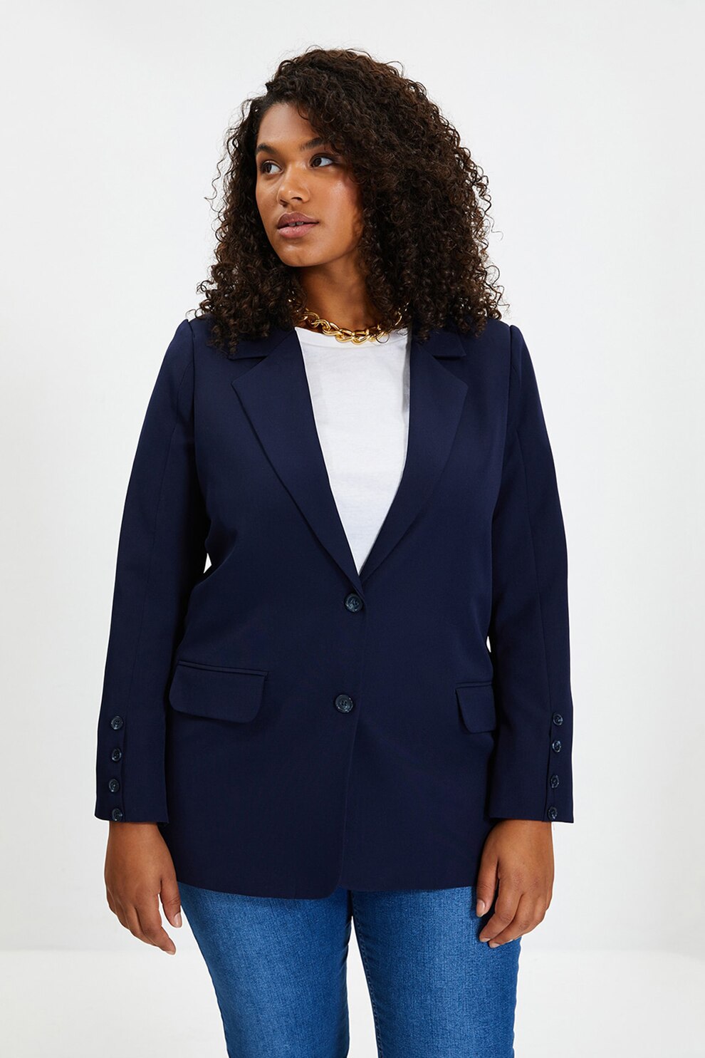 Trendyol, Sacou cu buzunare frontale, Bleumarin