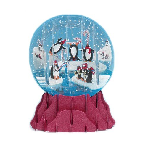 Felicitare 3D tip glob-Pinguini