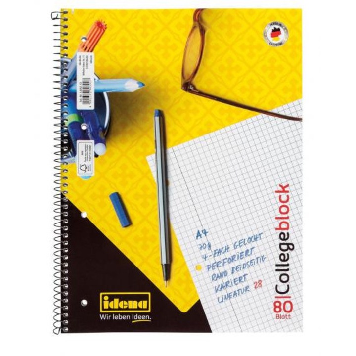 Idena 90367-5 pièces Collegeblock A4 avec 80 feuilles