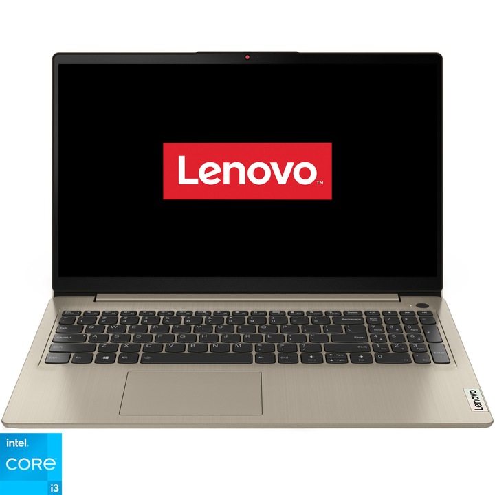 Lenovo IdeaPad 3 15ITL6 Laptop, Intel Core i3-1115G4 processzor, 15,6", Full HD, 4GB, 256GB SSD, Intel UHD Graphics, operációs rendszer nélkül, nemzetközi angol billentyűzet, homok
