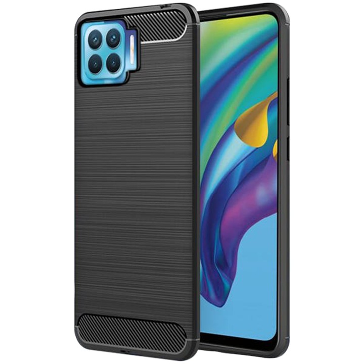 Кейс съвместим с Oppo A94 4G, G-Tech TPU carbon, Черен
