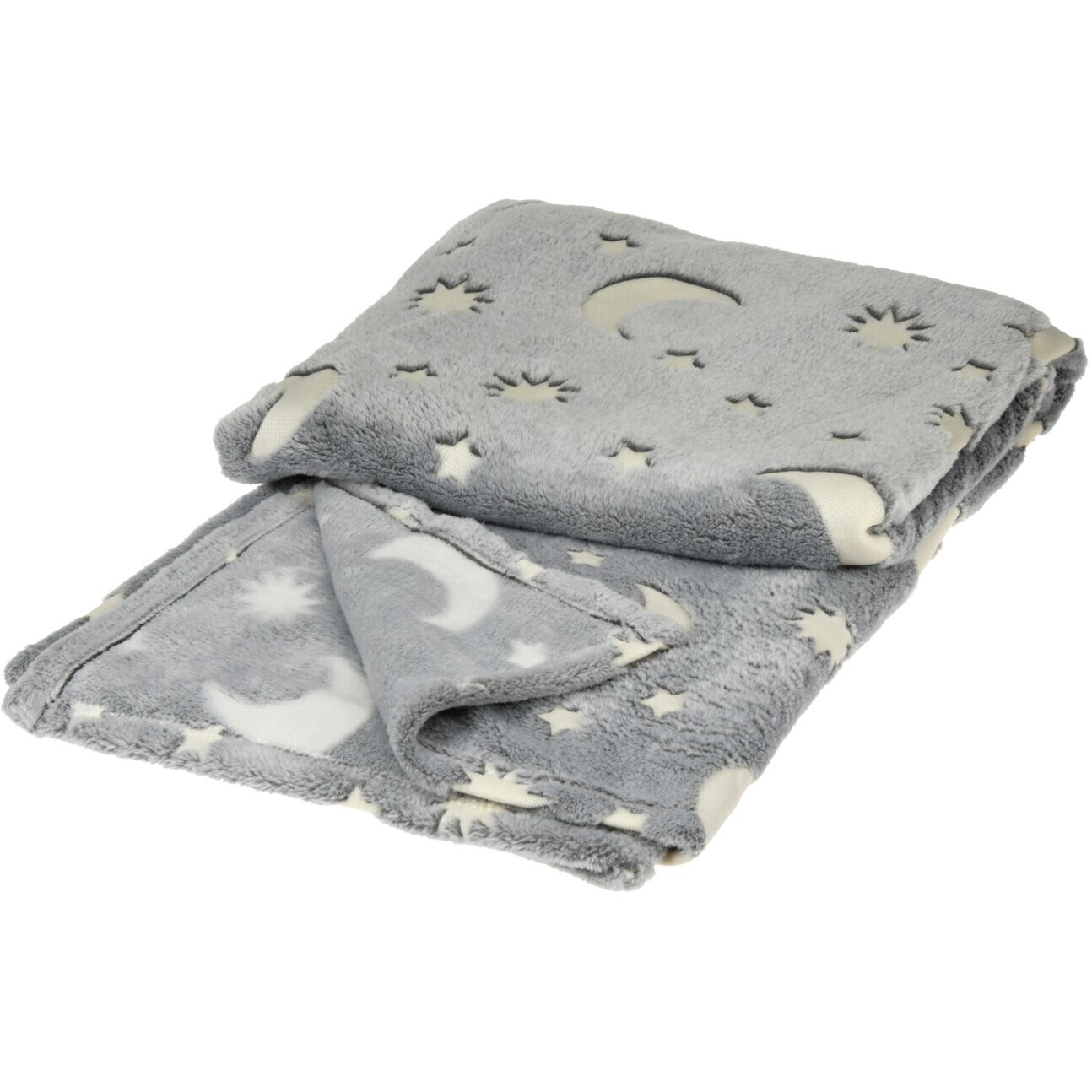 Patura Stars and Moon, 150x130 cm, poliester, 470 g, 240 GSM, gri