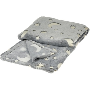 Patura Stars and Moon, 150x130 cm, poliester, 470 g, 240 GSM, gri Patura Stars and Moon, 150x130 cm, poliester, 470 g, 240 GSM, gri