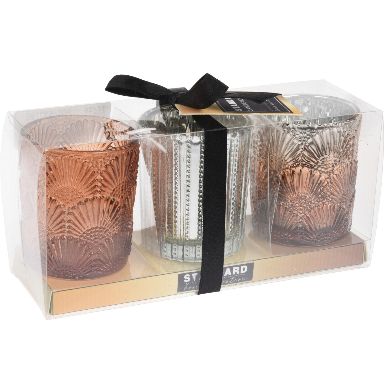 Set 3 lumanari in suport sticla