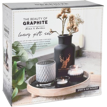 Set decoratiune 5 piese, lemn si sticla Set decoratiune 5 piese, lemn si sticla