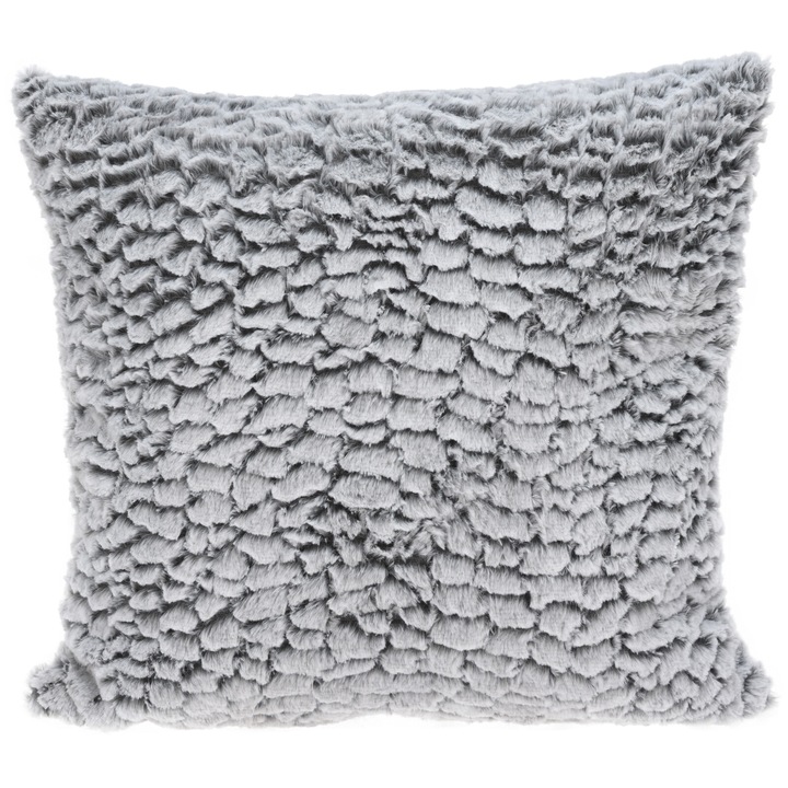 Декоративна възглавница Fish Scales, 45x45 см, Полиестер, Закопчаване с цип, Сив