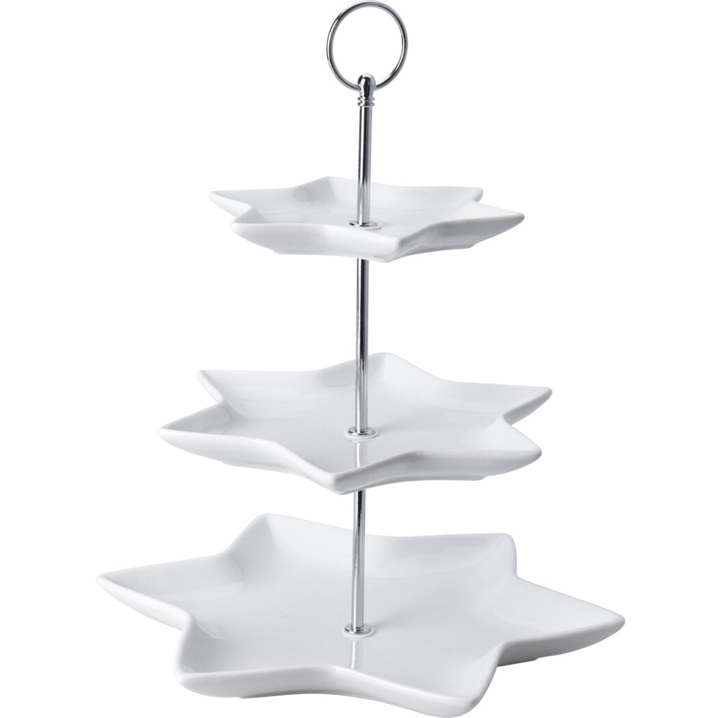 Suport prajituri Excellent Houseware, 3 etaje, 16 cm, 21 cm si 26 cm