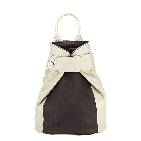 Rucsac din piele naturala crem/negru Rossana Multicolor