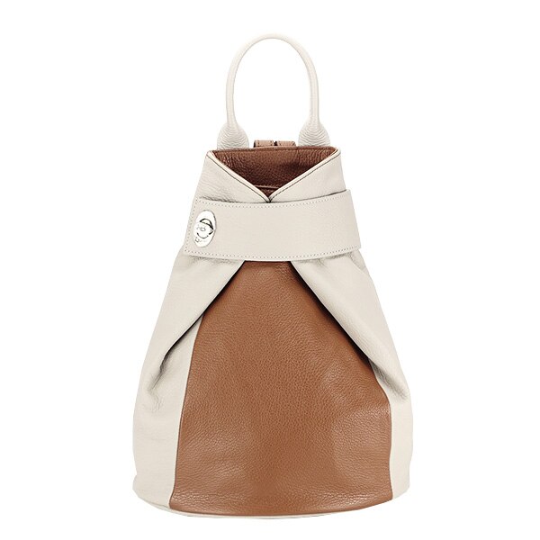 Rucsac din piele naturala gri/maro Rossana Multicolor