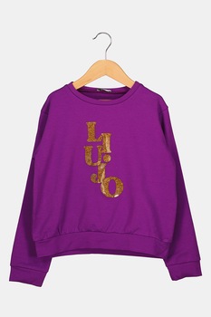 Liu Jo, Bluza sport cu logo stralucitor, Violet ametist/auriu Liu Jo, Bluza sport cu logo stralucitor, Violet ametist/auriu