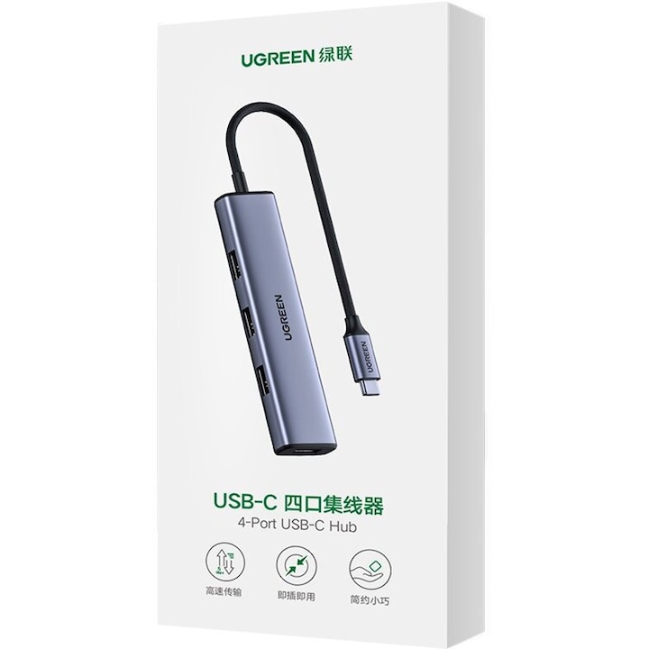 Мрежово зарядно Ugreen USB-C CM473 20841, 4x USB 3.2 Gen 1, сребрист