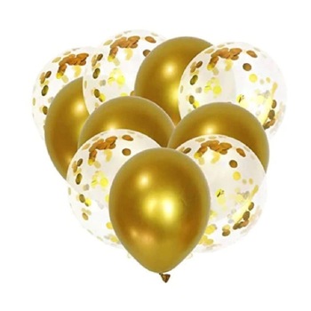 Set 10 baloane cu confetti, culoare auriu, 30 cm Set 10 baloane cu confetti, culoare auriu, 30 cm