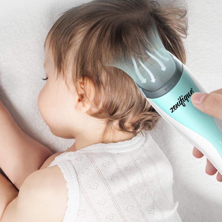 Машинка за подстригване zenifique®, За деца, Със засмукване, Безжична, Безшумна, 2 скорости, Син