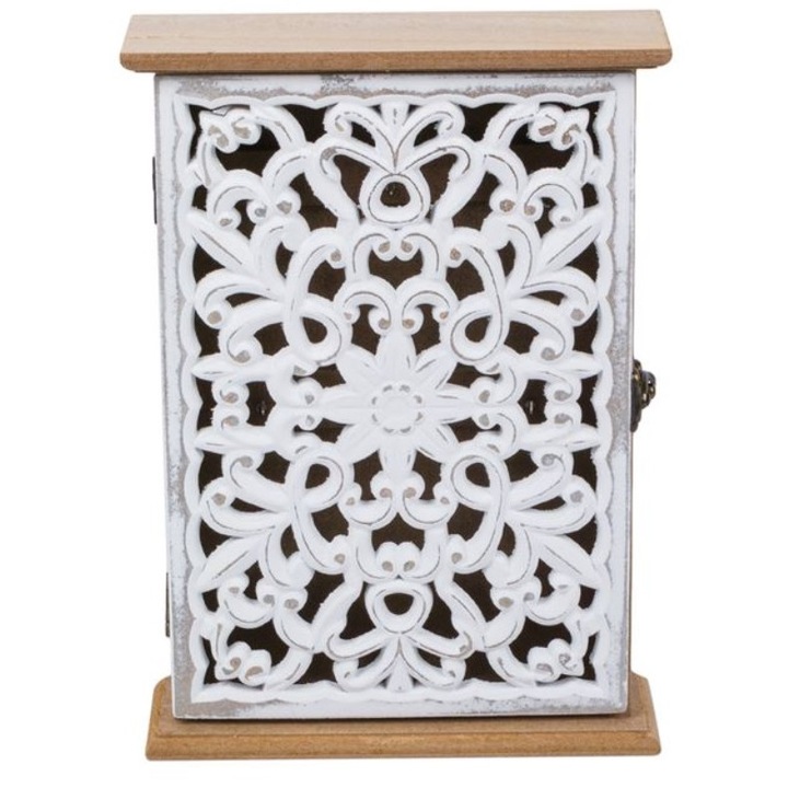 Кутия за ключове, дървена с перфорирана врата, m Deco 18,5x6x26 см