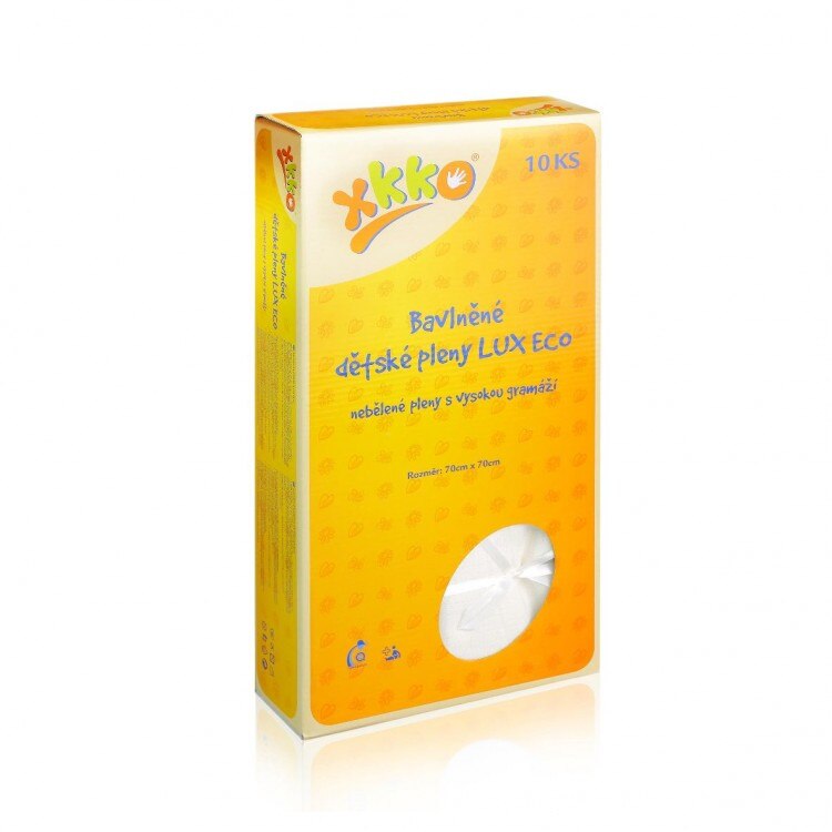 Set 10 scutece copii Luc Eco, XKKO, Bumbac, Alb, 70x70 cm