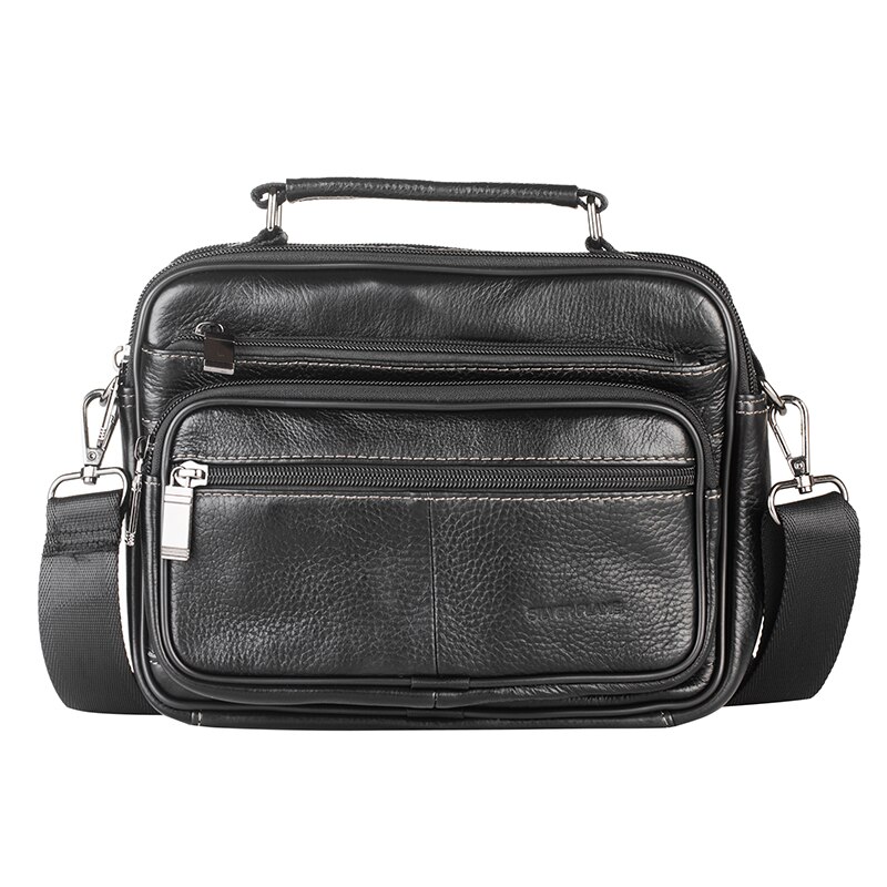 Geanta din piele naturala - Silver Flame, SFF10, 17x22x10cm, Negru