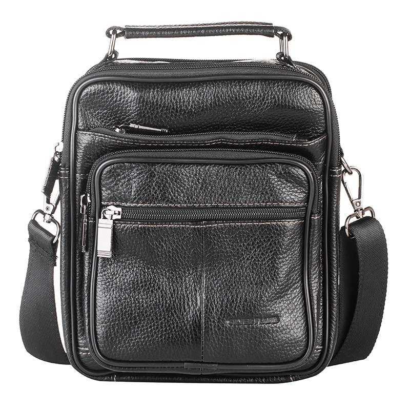 Geanta din piele naturala - Silver Flame, SFF11, 21x18x7cm, Negru