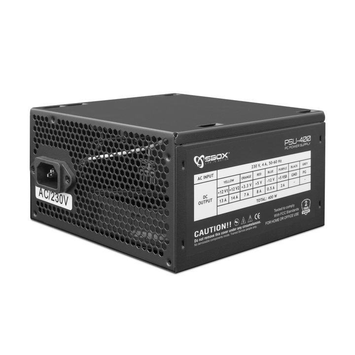 Захранващ блок за компютър SBOX PSU-400/R, 400W ATX, кутия