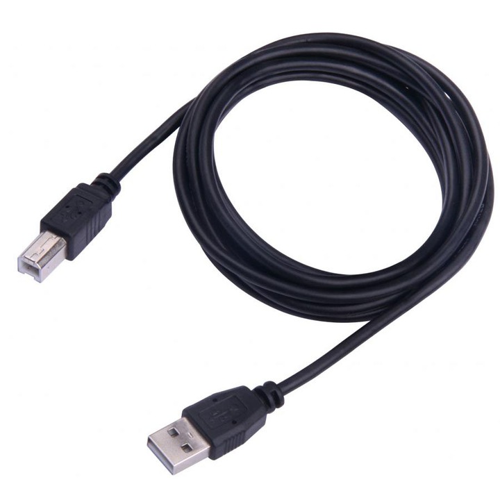 Кабел SBOX USB-1013, USB 2.0, A-B, M/M, 3 м, черен