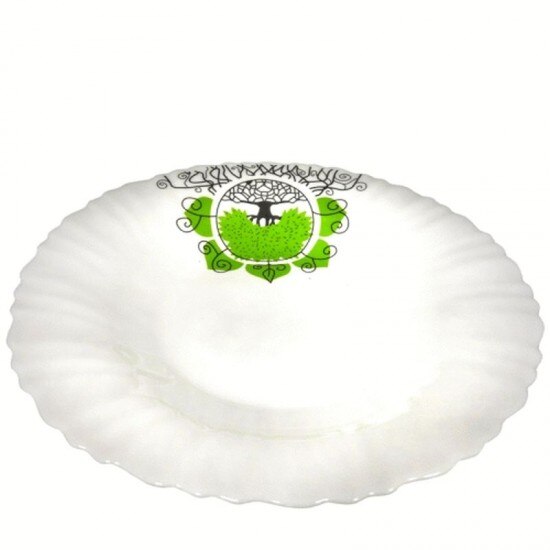 Set 6 farfurii albe,opal,adanci,model copacul vietii,diametru 24cm