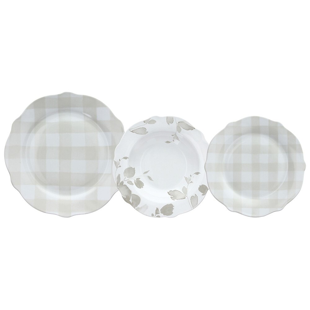 Set vesela 18 piese CAPPETTA portelan alb/gri