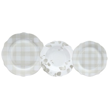 Set vesela 18 piese CAPPETTA portelan alb/gri Set vesela 18 piese CAPPETTA portelan alb/gri