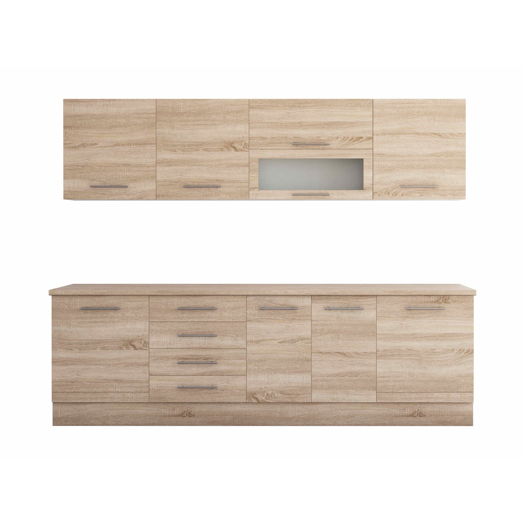 Set mobila de bucatarie Alfa 260 cm, culoare sonoma